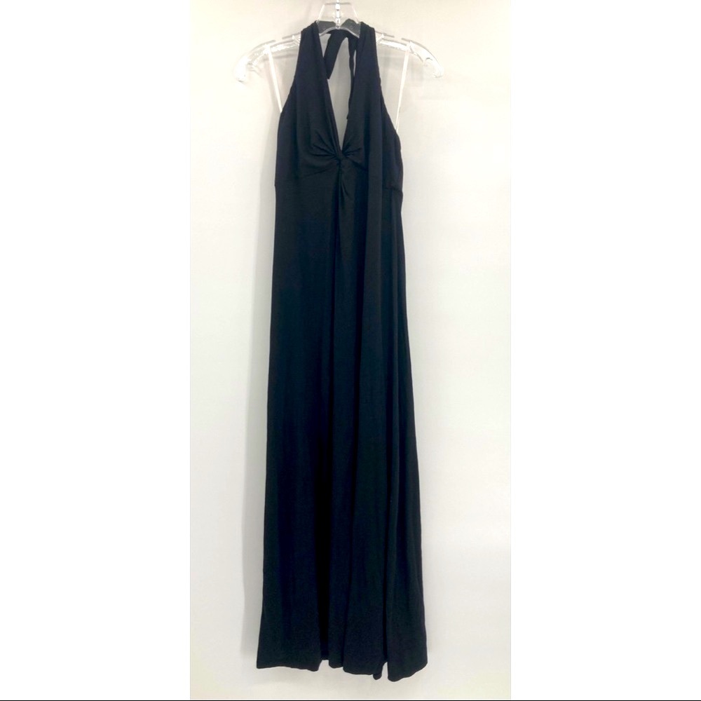 Splendid Black Halter Maxi Maternity Dress